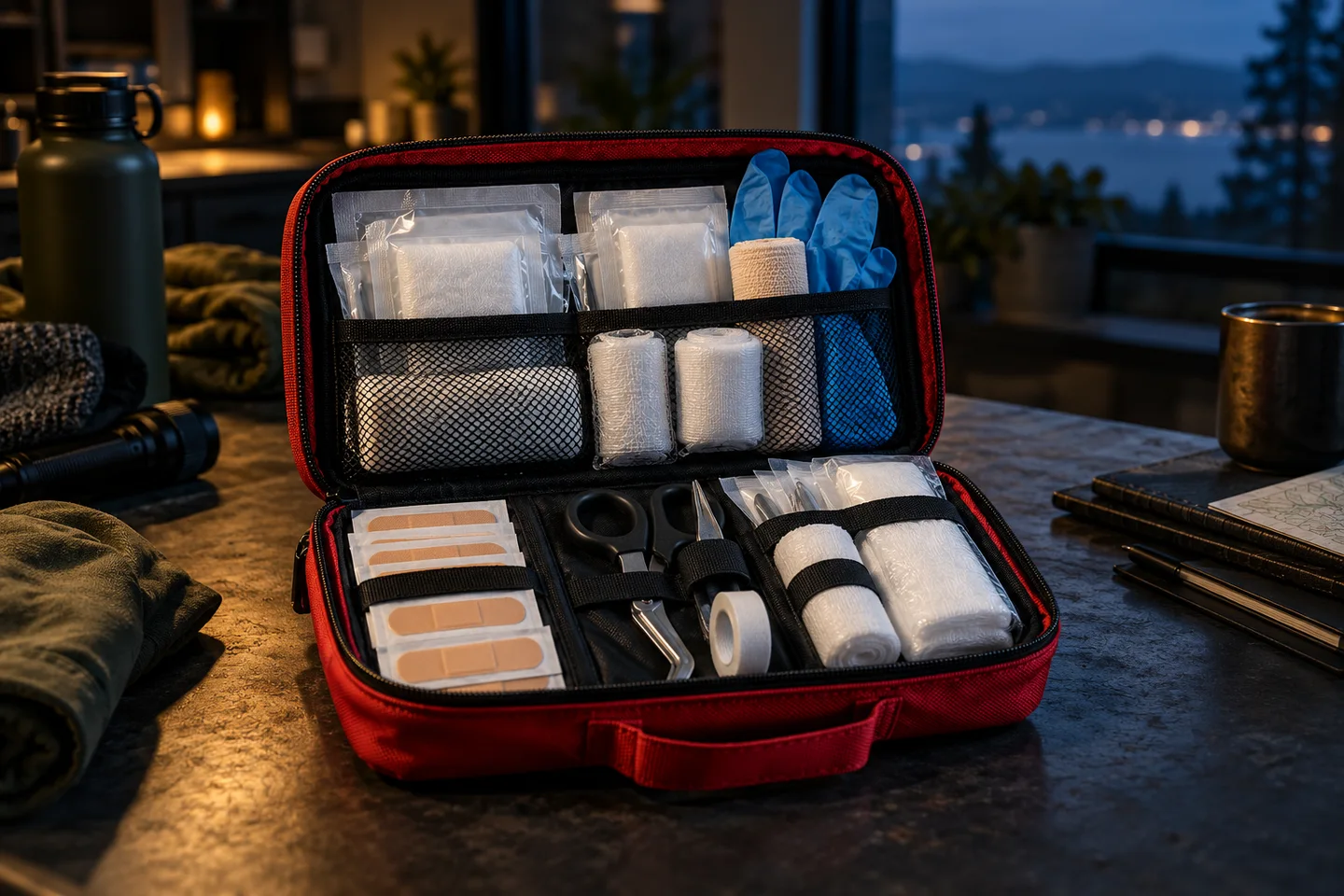 Organized first aid supplies for emergency preparedness